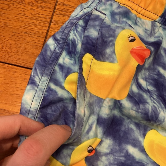 Neff Mens Size Medium Swim Suit Trunks Shorts Rubber Duck Print Yellow Blue - Picture 11 of 11